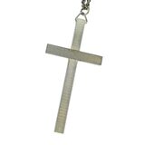 Vintage MCM Gold Tone Engraved Textured Modernist Cross Pendant Necklace – Collectible vintage item