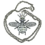 Y2K Statement Queen Bee Pendant Necklace - Whimsical Silver Tone – Estate Find