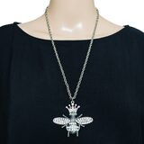 Y2K Statement Queen Bee Pendant Necklace - Whimsical Silver Tone – Estate Find