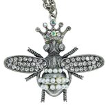 Y2K Statement Queen Bee Pendant Necklace - Whimsical Silver Tone – Estate Find