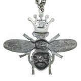 Y2K Statement Queen Bee Pendant Necklace - Whimsical Silver Tone – Estate Find