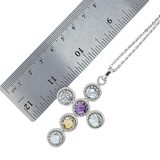 Stainless Steel Pastel Glass Cross Pendant Necklace – Italian Open-Back Setting – Estate Find