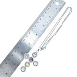 Stainless Steel Pastel Glass Cross Pendant Necklace – Italian Open-Back Setting – Estate Find