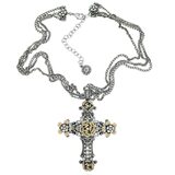 Y2K Sweet Romance Floral Enamel Victorian Gothic Revival Oversized Cross Necklace – Collectible designer item - retired