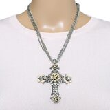 Y2K Sweet Romance Floral Enamel Victorian Gothic Revival Oversized Cross Necklace – Collectible designer item - retired