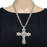 Y2K Sweet Romance Floral Enamel Victorian Gothic Revival Oversized Cross Necklace – Collectible designer item - retired