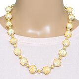 Vintage Yellow Art Glass Bead Necklace with Artisan Sterling Silver Clasp – OOAK - Unique one of a kind artisan item
