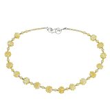 Vintage Yellow Art Glass Bead Necklace with Artisan Sterling Silver Clasp – OOAK - Unique one of a kind artisan item