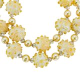 Vintage Yellow Art Glass Bead Necklace with Artisan Sterling Silver Clasp – OOAK - Unique one of a kind artisan item