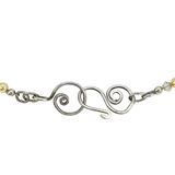 Vintage Yellow Art Glass Bead Necklace with Artisan Sterling Silver Clasp – OOAK - Unique one of a kind artisan item