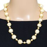 Vintage Yellow Art Glass Bead Necklace with Artisan Sterling Silver Clasp – OOAK - Unique one of a kind artisan item