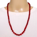 Vintage Czech Red Glass Bead Necklace - Restrung Hand Knotted - Sterling Silver Clasp 24” – OOAK - Unique one of a kind item handmade by A World Of Things made using recycled materials 