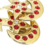 Zoe Coste France Huge Celestial Star Moon Clip Earrings Red Rhinestone 2.75” – Collectible designer item - retired