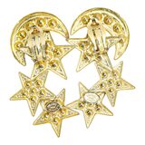 Zoe Coste France Huge Celestial Star Moon Clip Earrings Red Rhinestone 2.75” – Collectible designer item - retired