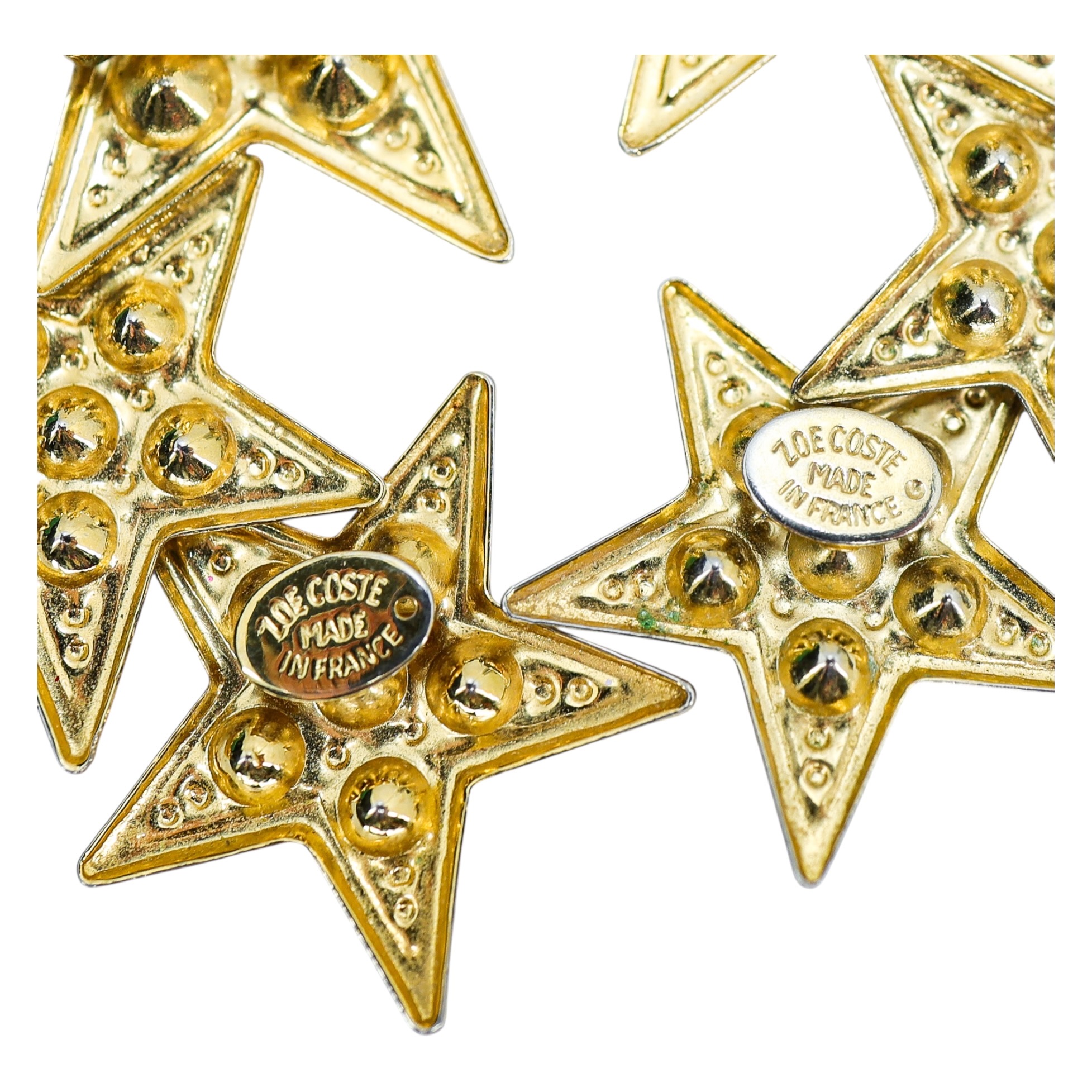 Boucles D'Oreilles Vintage Zoe Coste Paris - Cristal - À Pression (Clip-on) - Occasion