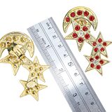Zoe Coste France Huge Celestial Star Moon Clip Earrings Red Rhinestone 2.75” – Collectible designer item - retired