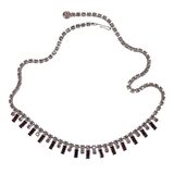 Vintage Art Deco Revival Rhinestone Necklace Purple Baguette Glass Silver Tone 1950s – Rare Vintage Item