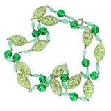 Vintage Murano Green Aventurine Sommerso Art Glass Necklace Copper Flecks 33 In