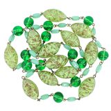 Vintage Murano Green Aventurine Sommerso Art Glass Necklace Copper Flecks 33 In