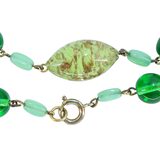 Vintage Murano Green Aventurine Sommerso Art Glass Necklace Copper Flecks 33 In