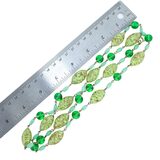 Vintage Murano Green Aventurine Sommerso Art Glass Necklace Copper Flecks 33 In