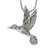 Vintage Sterling Silver Flying Bird Pendant Necklace – Sculptural Figural Bird on Ball Chain – Studio made / small batch item  - Estate find