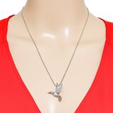 Vintage Sterling Silver Flying Bird Pendant Necklace – Sculptural Figural Bird on Ball Chain – Studio made / small batch item  - Estate find