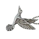 Vintage Sterling Silver Flying Bird Pendant Necklace – Sculptural Figural Bird on Ball Chain – Studio made / small batch item  - Estate find