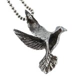 Vintage Sterling Silver Flying Bird Pendant Necklace – Sculptural Figural Bird on Ball Chain – Studio made / small batch item  - Estate find