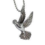 Vintage Sterling Silver Flying Bird Pendant Necklace – Sculptural Figural Bird on Ball Chain – Studio made / small batch item  - Estate find