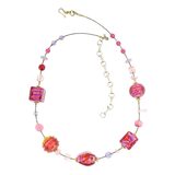 MCM Murano Lampwork Venetian Cranberry Glass Sommerso Foil Necklace Sterling 925 – Collectible vintage item