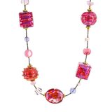MCM Murano Lampwork Venetian Cranberry Glass Sommerso Foil Necklace Sterling 925 – Collectible vintage item