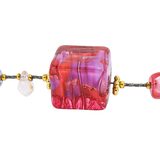 MCM Murano Lampwork Venetian Cranberry Glass Sommerso Foil Necklace Sterling 925 – Collectible vintage item