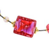 MCM Murano Lampwork Venetian Cranberry Glass Sommerso Foil Necklace Sterling 925 – Collectible vintage item