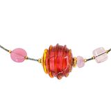 MCM Murano Lampwork Venetian Cranberry Glass Sommerso Foil Necklace Sterling 925 – Collectible vintage item