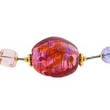 MCM Murano Lampwork Venetian Cranberry Glass Sommerso Foil Necklace Sterling 925 – Collectible vintage item