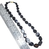 Vintage Water Buffalo Black Horn Bead Necklace Spiral Disc Tribal Boho Statement 17.5” – Studio made / small batch item  - Estate find