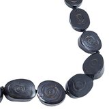 Vintage Water Buffalo Black Horn Bead Necklace Spiral Disc Tribal Boho Statement 17.5” – Studio made / small batch item  - Estate find