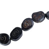 Vintage Water Buffalo Black Horn Bead Necklace Spiral Disc Tribal Boho Statement 17.5” – Studio made / small batch item  - Estate find