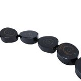 Vintage Water Buffalo Black Horn Bead Necklace Spiral Disc Tribal Boho Statement 17.5” – Studio made / small batch item  - Estate find