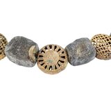 Vintage Large Baule/Ashanti Lost-Wax Brass & Weathered Smoky Powder Glass Necklace Set – OOAK - Unique one of a kind artisan item