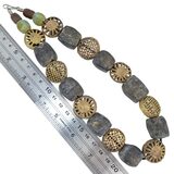 Vintage Large Baule/Ashanti Lost-Wax Brass & Weathered Smoky Powder Glass Necklace Set – OOAK - Unique one of a kind artisan item