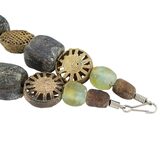 Vintage Large Baule/Ashanti Lost-Wax Brass & Weathered Smoky Powder Glass Necklace Set – OOAK - Unique one of a kind artisan item