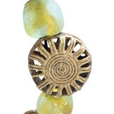 Vintage Large Baule/Ashanti Lost-Wax Brass & Weathered Smoky Powder Glass Necklace Set – OOAK - Unique one of a kind artisan item