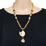 Vintage 90s Cross Cultural Boho "Abundance" Fish & Agate, Sterling Silver, Czech Glass – Studio made / small batch item  - Estate find