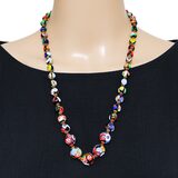 Vintage Venetian Millefiori Graduated Floral Bead Necklace 25in 8mm to 14mm – Collectible vintage item