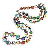 Vintage Venetian Millefiori Graduated Floral Bead Necklace 25in 8mm to 14mm – Collectible vintage item