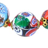 Vintage Venetian Millefiori Graduated Floral Bead Necklace 25in 8mm to 14mm – Collectible vintage item