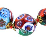 Vintage Venetian Millefiori Graduated Floral Bead Necklace 25in 8mm to 14mm – Collectible vintage item