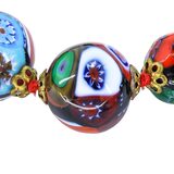 Vintage Venetian Millefiori Graduated Floral Bead Necklace 25in 8mm to 14mm – Collectible vintage item